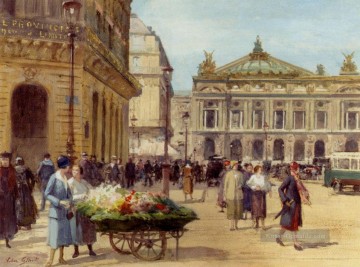  gabriel - Der Blumen Verkäufer Place De L Opera Paris genre Victor Gabriel Gilbert